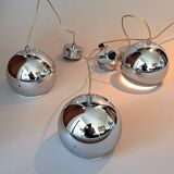 Set of 3 Benny Frandsen modular chrome pendant lights, Denmark 1970/80