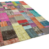 Handmade oriental contemporary 201 cm x 300 cm multicolor patchwork carpet