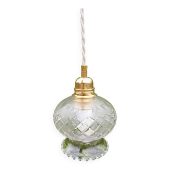 Portable or table lamp, chiseled and frosted globe, art deco style