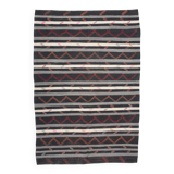7x10 Black & Cream Large Vintage Kilim Rug, 204x300Cm