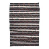 Grand tapis kilim vintage noir et crème 7x10, 204x300 cm