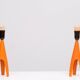 Voss Belysning Orange Enamel table lamps 1950s Denmark