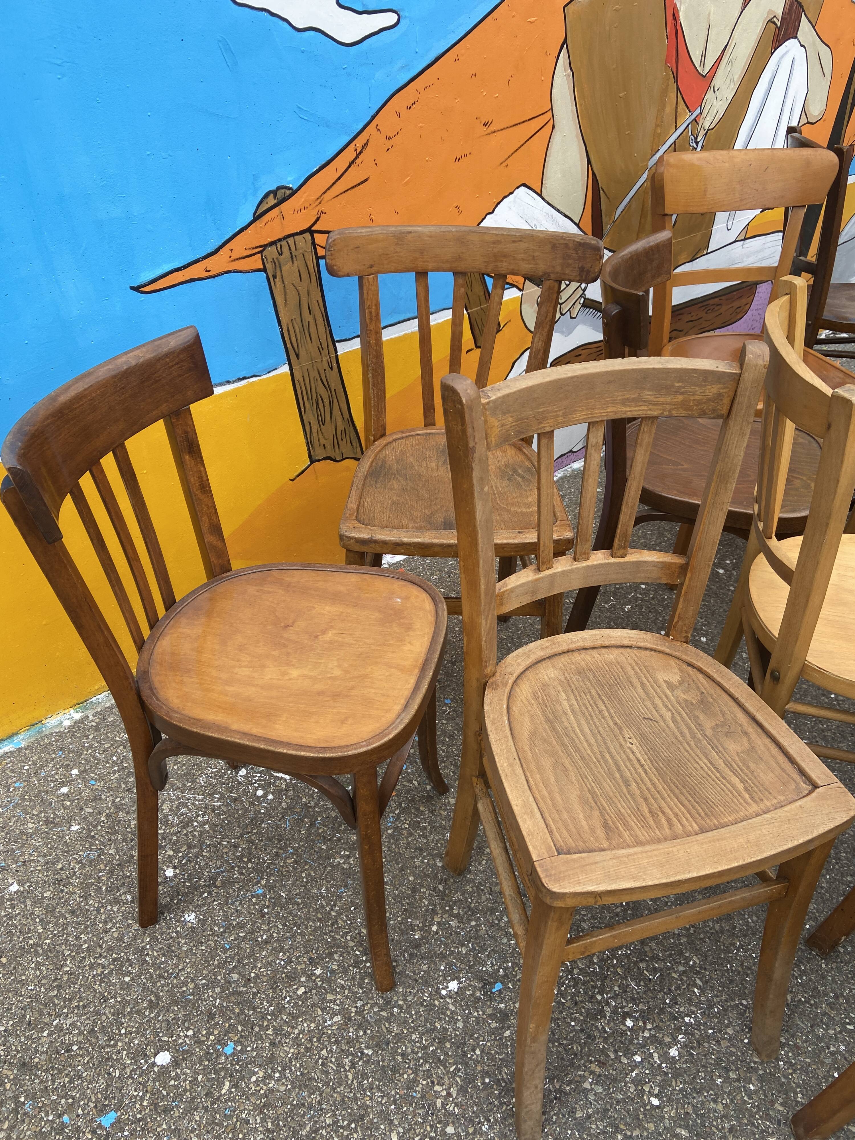 Set of 30 vintage bistro and restaurant chairs