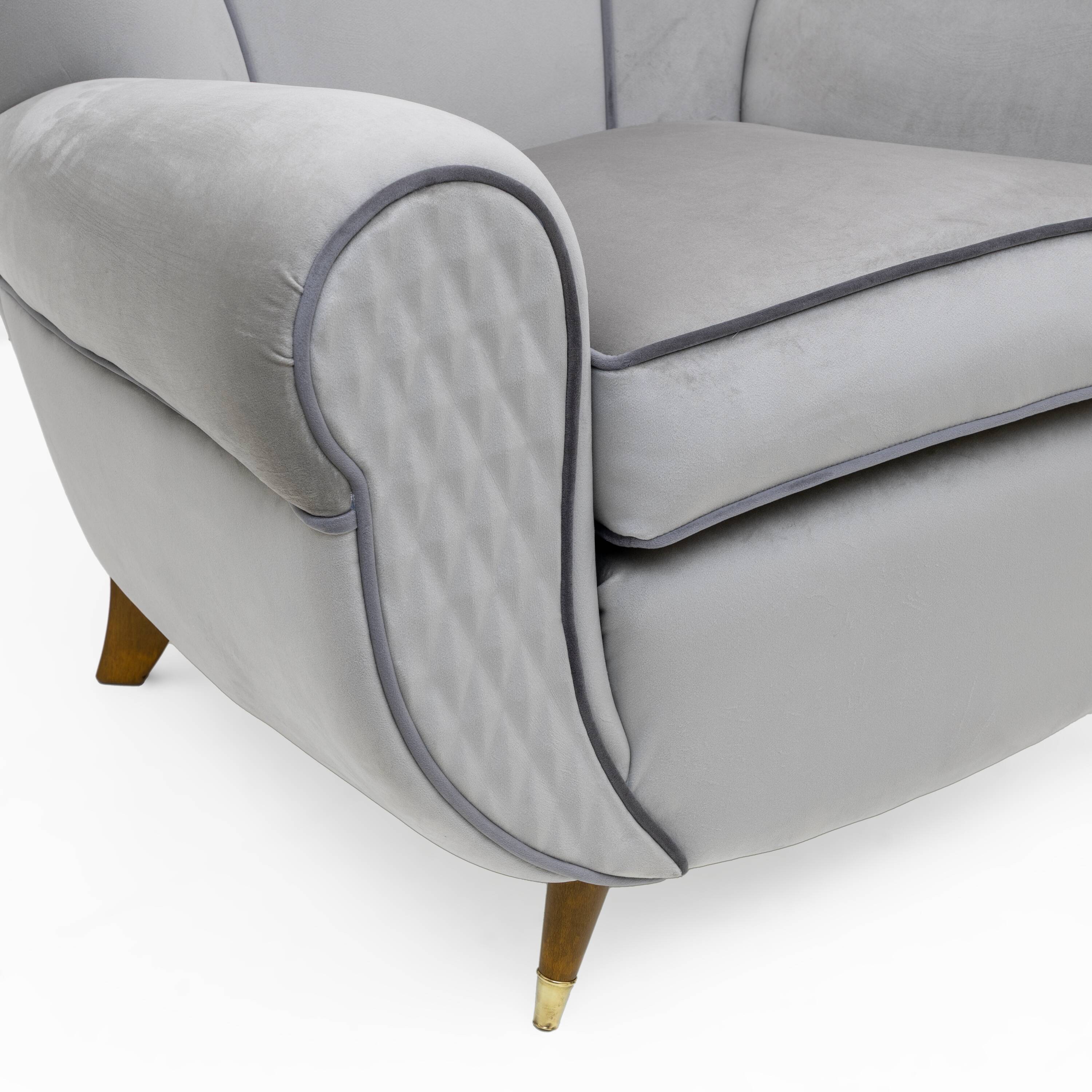 Attributed Guglielmo Ulrich Art Deco Italian Velvet Armchairs, 1940s, Pair