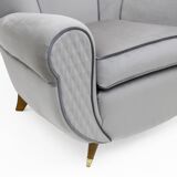 Attributed Guglielmo Ulrich Art Deco Italian Velvet Armchairs, 1940s, Pair