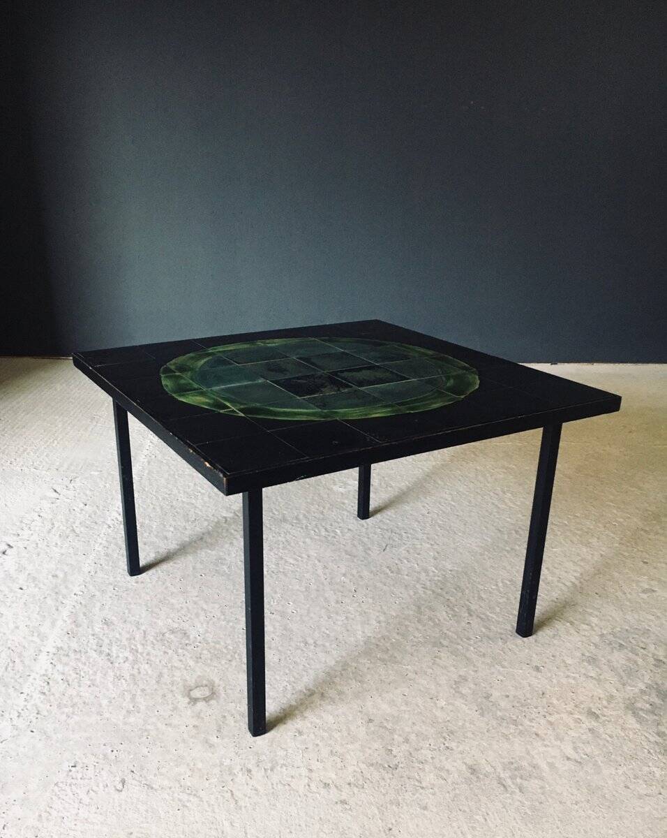 Mid-Century Studio Ceramic Tile Coffee Table, Belgium, 1960s