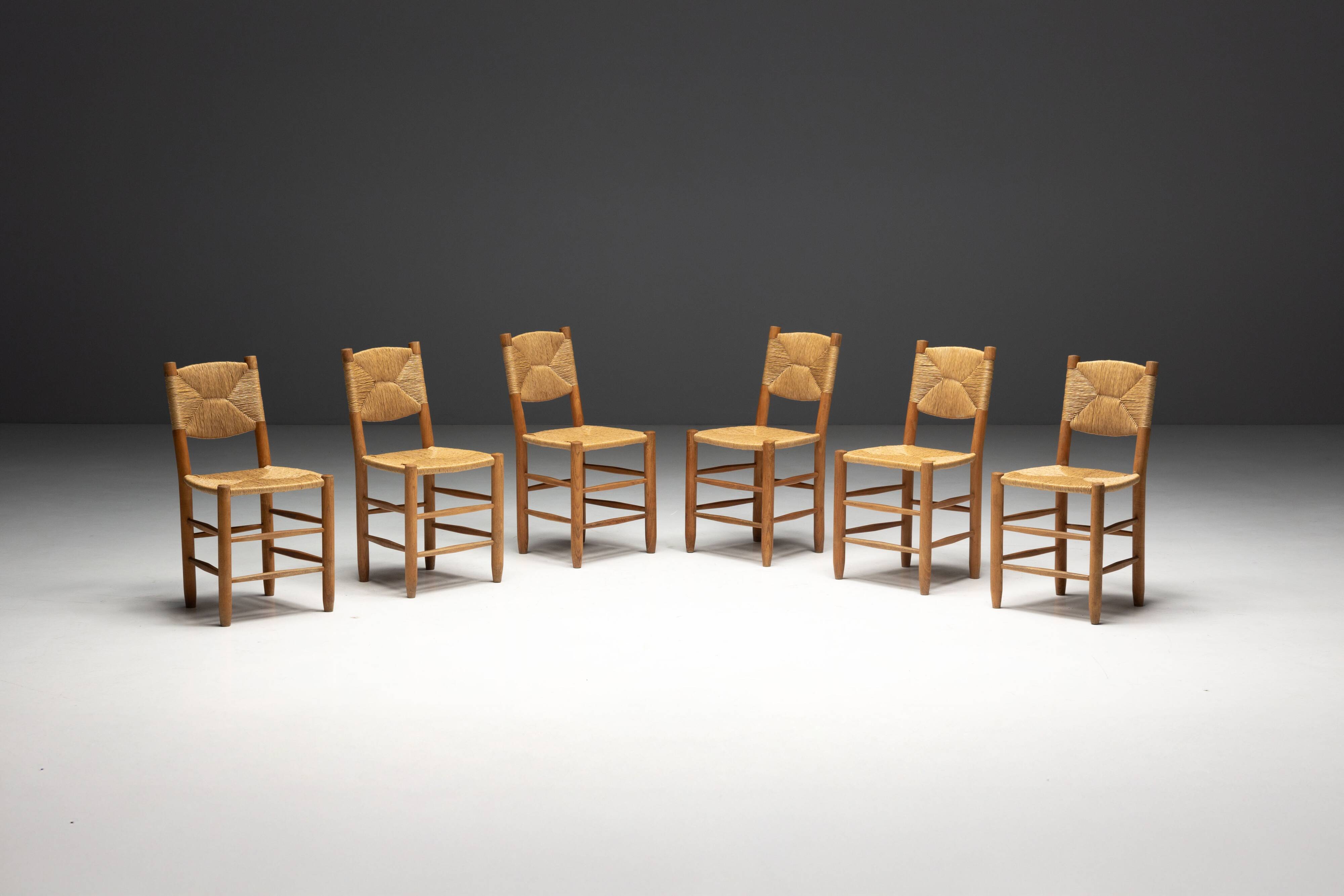 "Bauche" Dining Chairs by Charlotte Perriand for Steph Simon, France, 1950s
