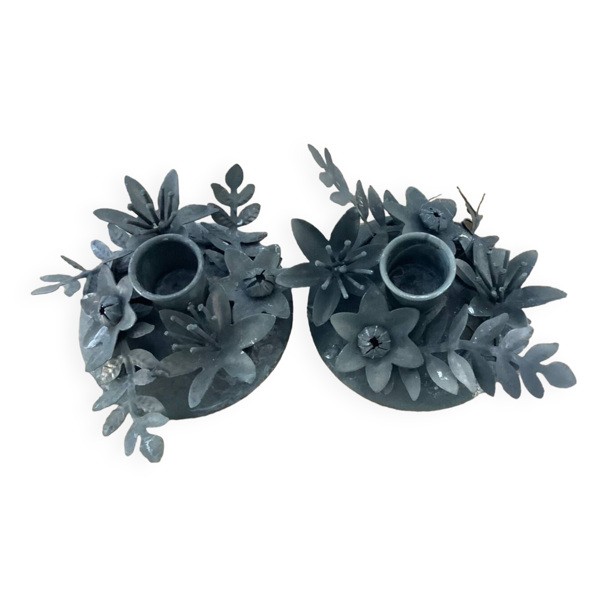 2 vintage flower candle holders