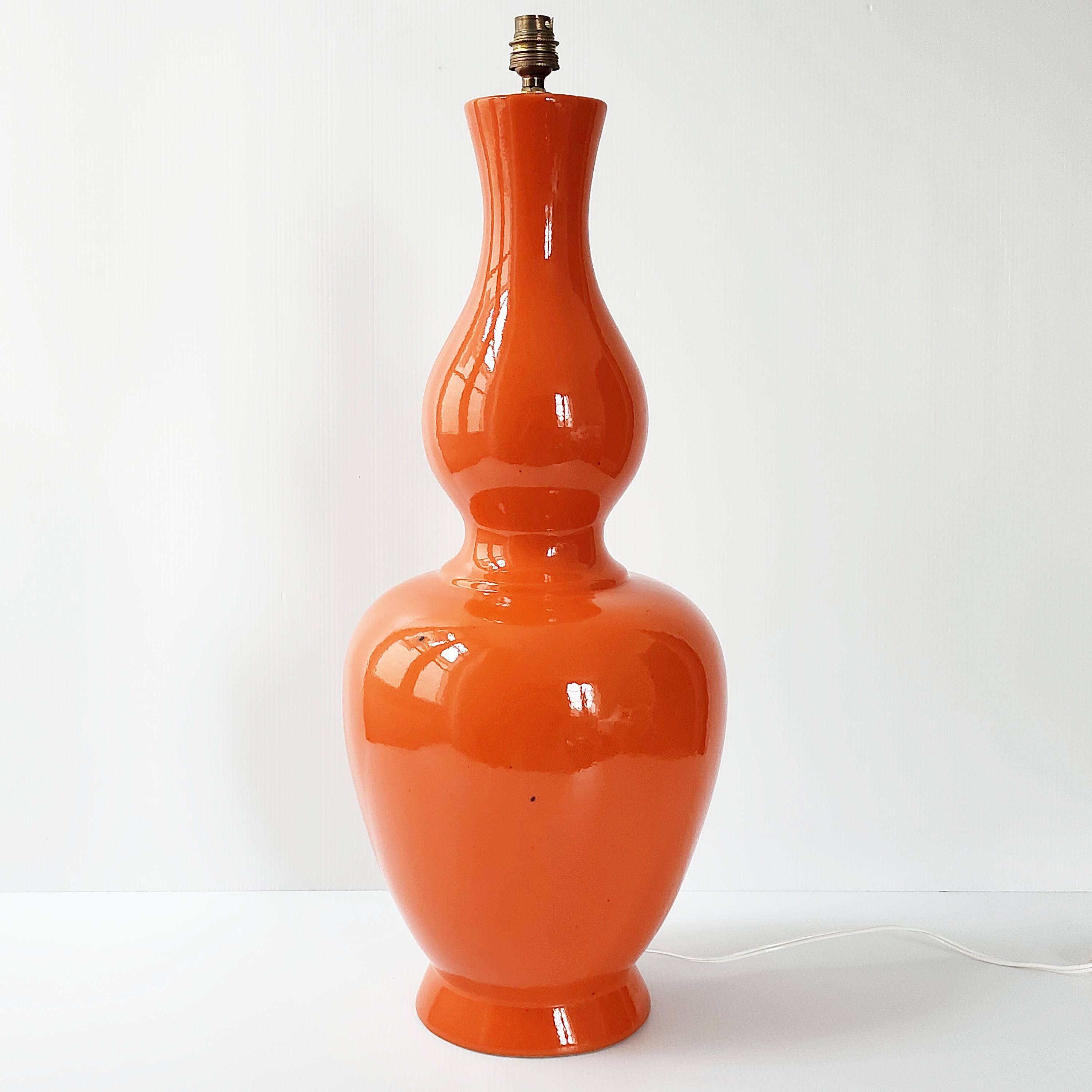 Vintage lamp foot 1960 ceramic orange