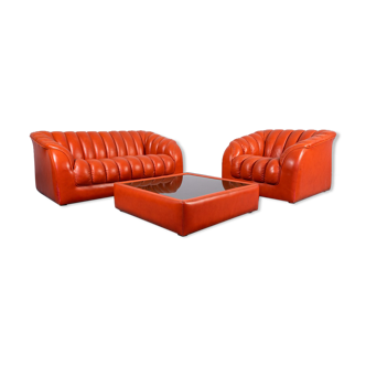 Sofa set with armchair and coffee table vintage modern 1970s