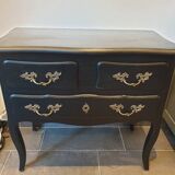 Stamped black Louis XV chest of drawers