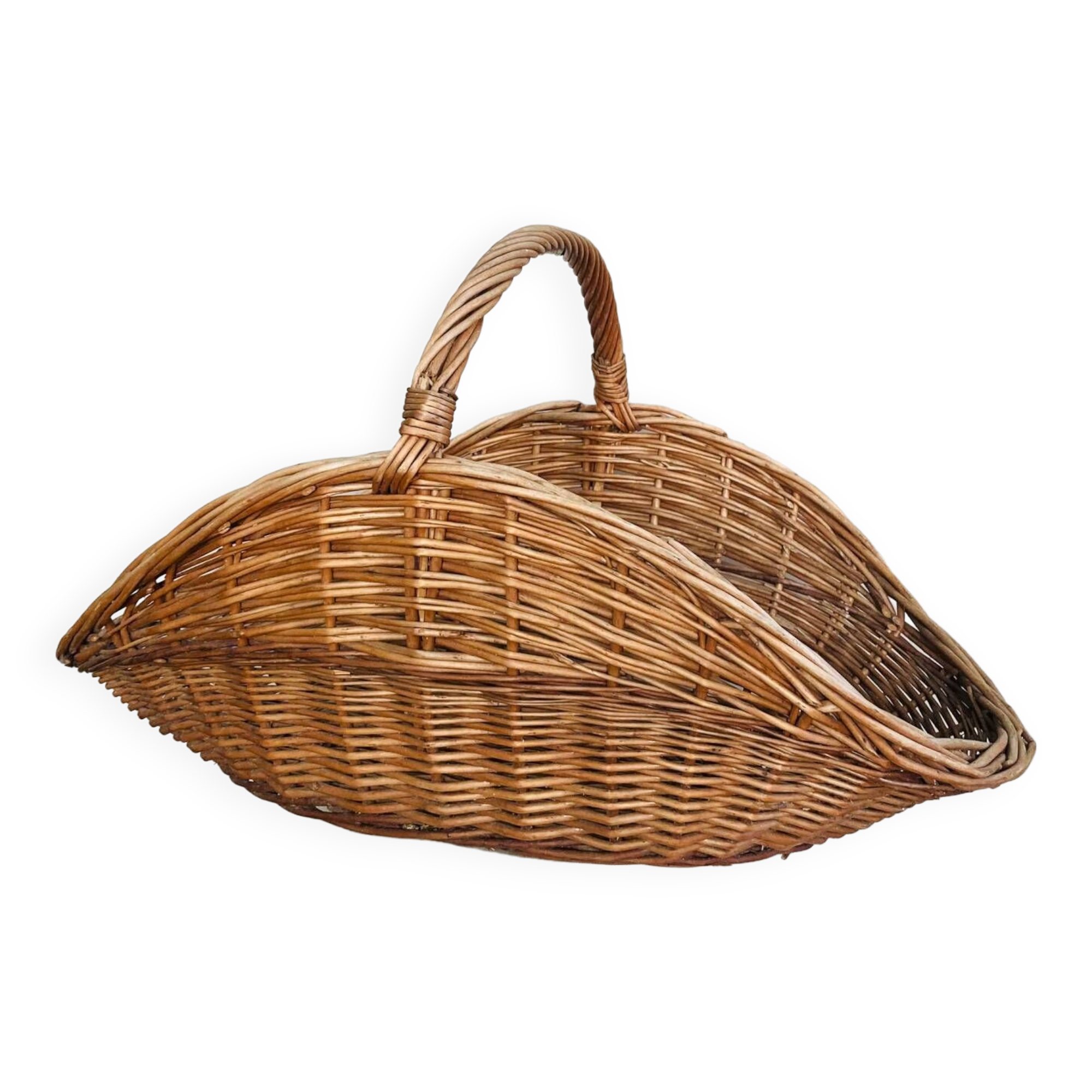 Wicker rattan log basket from the 1970s/80s
