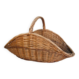 Wicker rattan log basket from the 1970s/80s