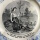 Set of 6 talking plates - creil and montereau France