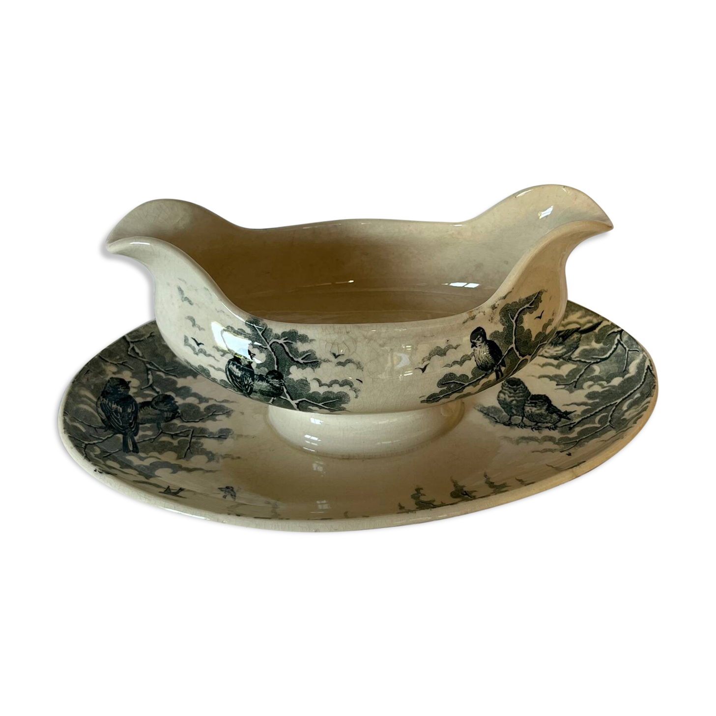 Sarreguemines Snow Sauce Boat