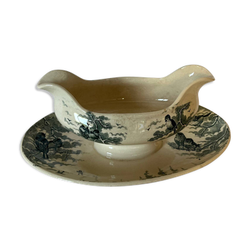 Sarreguemines Snow Sauce Boat