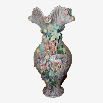 Vase en barbotine céramique fin XIX ème siècle