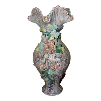 Vase en barbotine céramique fin XIX ème siècle