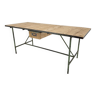 Table industrielle vintage en fer et bois avec tiroir