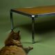 Vintage 1970s coffee table in chrome and burl wood.