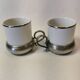 Charming vintage Italian espresso coffee cups White Porcelain and silver base
