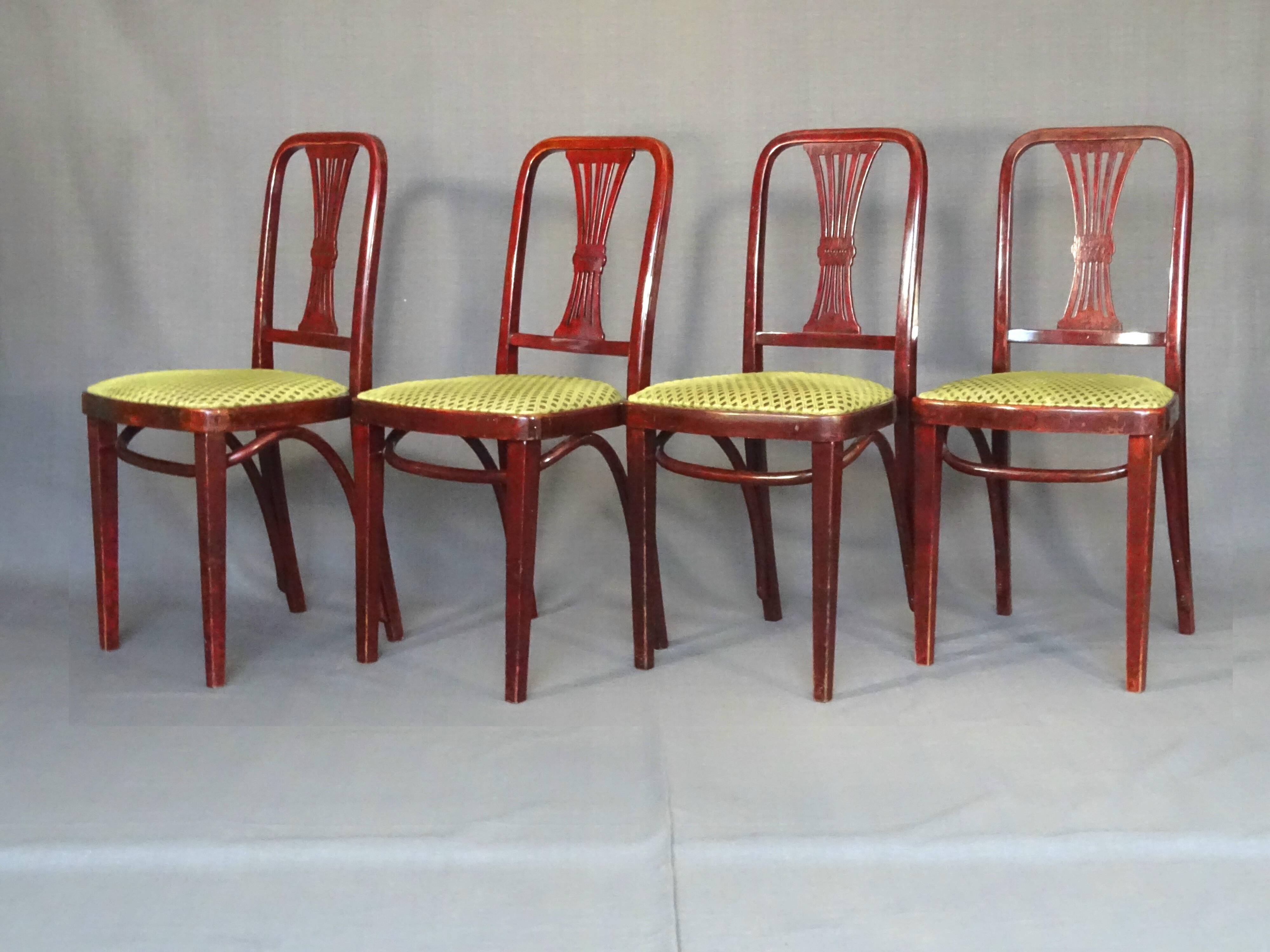 Set of 4 Art Deco chairs by Thonet, No. A78, circa 1930