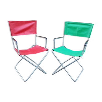 Folding red and green garden armchairs 1970