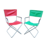 Folding red and green garden armchairs 1970
