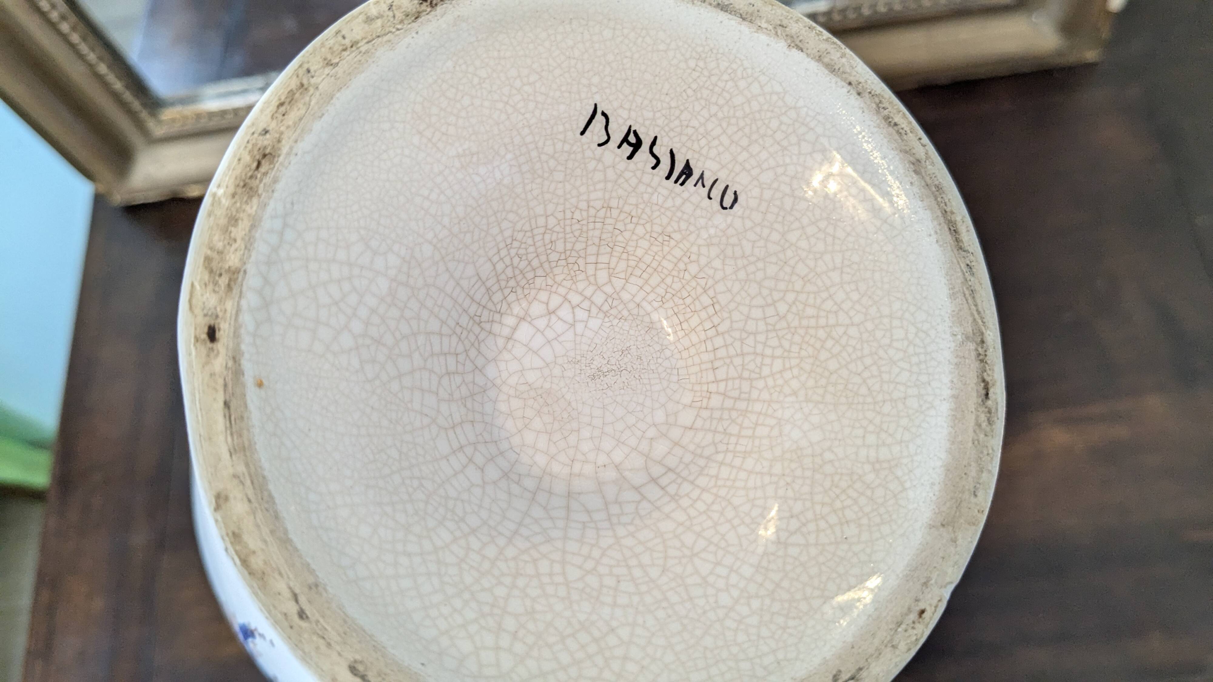 Antique Bassano ewer in cracked ceramic