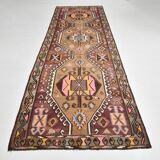 4x13 Kilim Long Wide Brown Handmade Turkish Kilim Runner Rug, 131x404 Cm