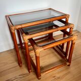 Bamboo and rattan nesting tables