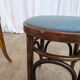 Pair of Vintage Bentwood Stools / Thonet Style / Upholstered Seat in Blue
