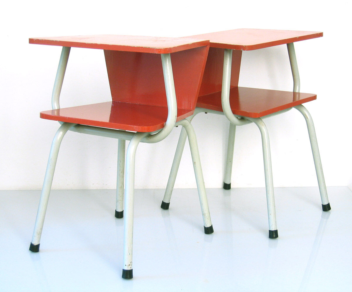 2 fifties red vintage bedside cabinets
