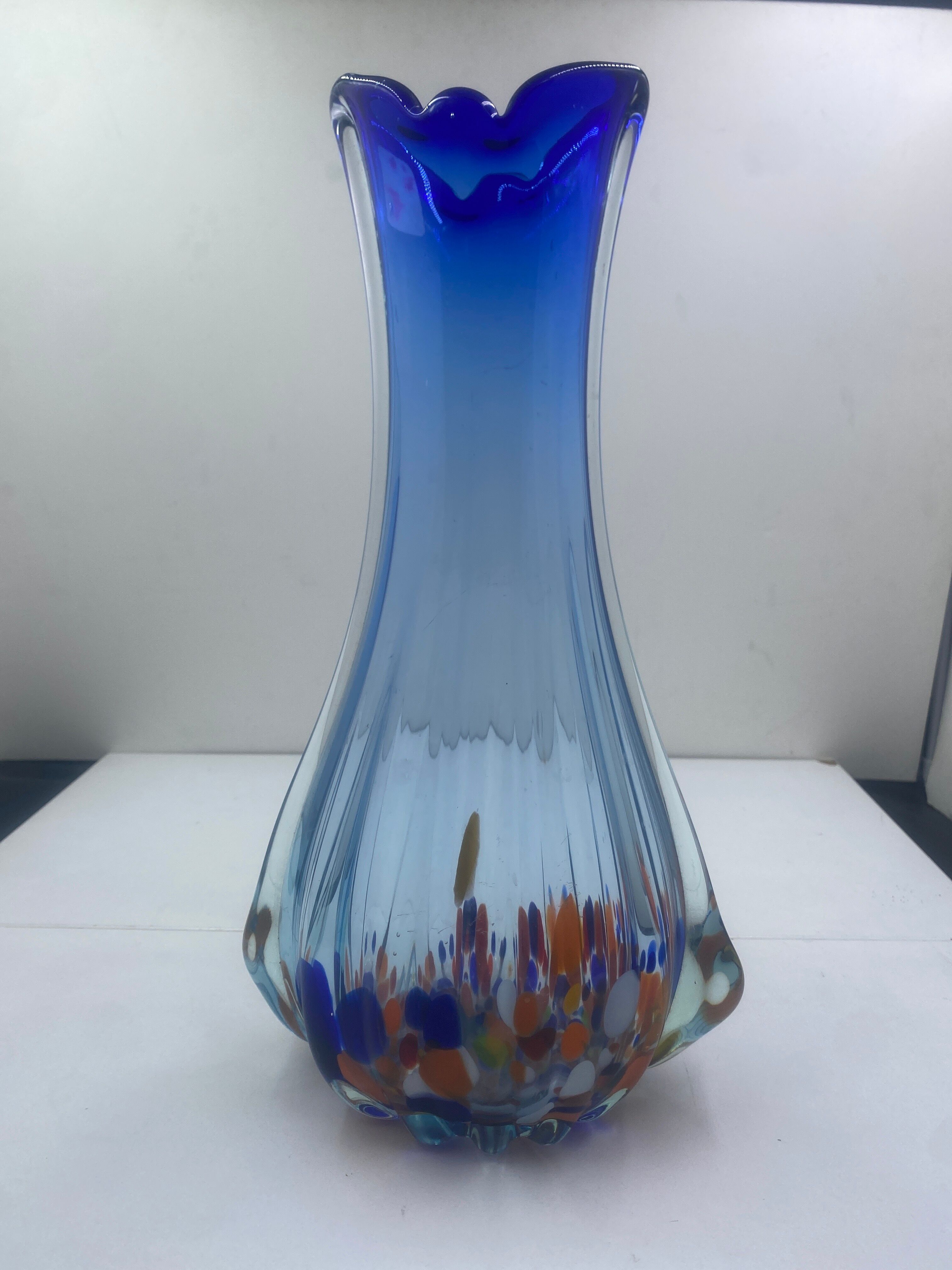 Blue glass vase