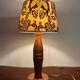 Solid wood table lamp with baroque shade from the 70s