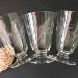 6 wine glasses carved with lily of the valley sprigs