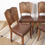 Ensemble de 4 chaises Art déco en bois sculpté