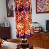 Vintage lamp of the years 70 faience and plasticized fabrics