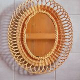 Miroir en osier tréssé 1960.