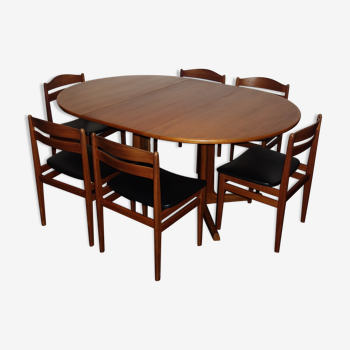 Set table dining and 6 chairs Danish 1960s teak