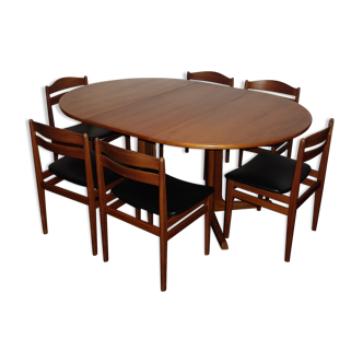 Set table dining and 6 chairs Danish 1960s teak