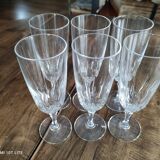 Set of 6 vintage champagne flutes in chiseled crystal