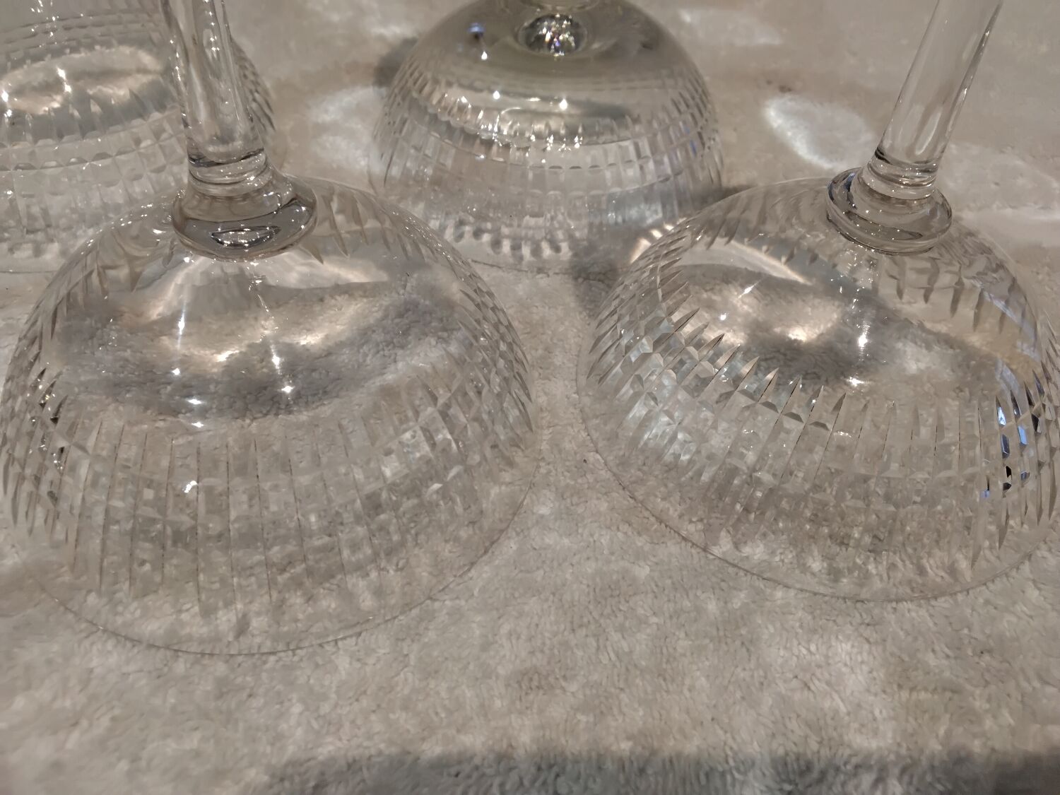 5 Baccarat crystal champagne glasses, Nancy model, before 1936