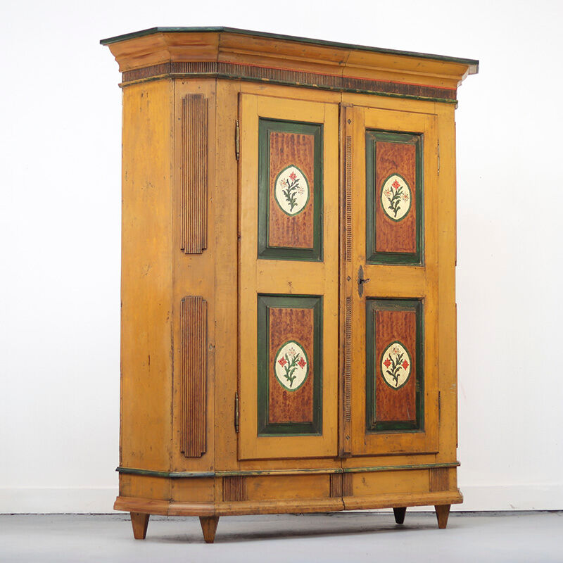 Rustic Farmhouse Folk Art Painted Bridal Cabinet