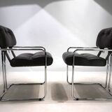 Mariani Tucroma set of two leather dining chairs by Guido Faleschini, 1970