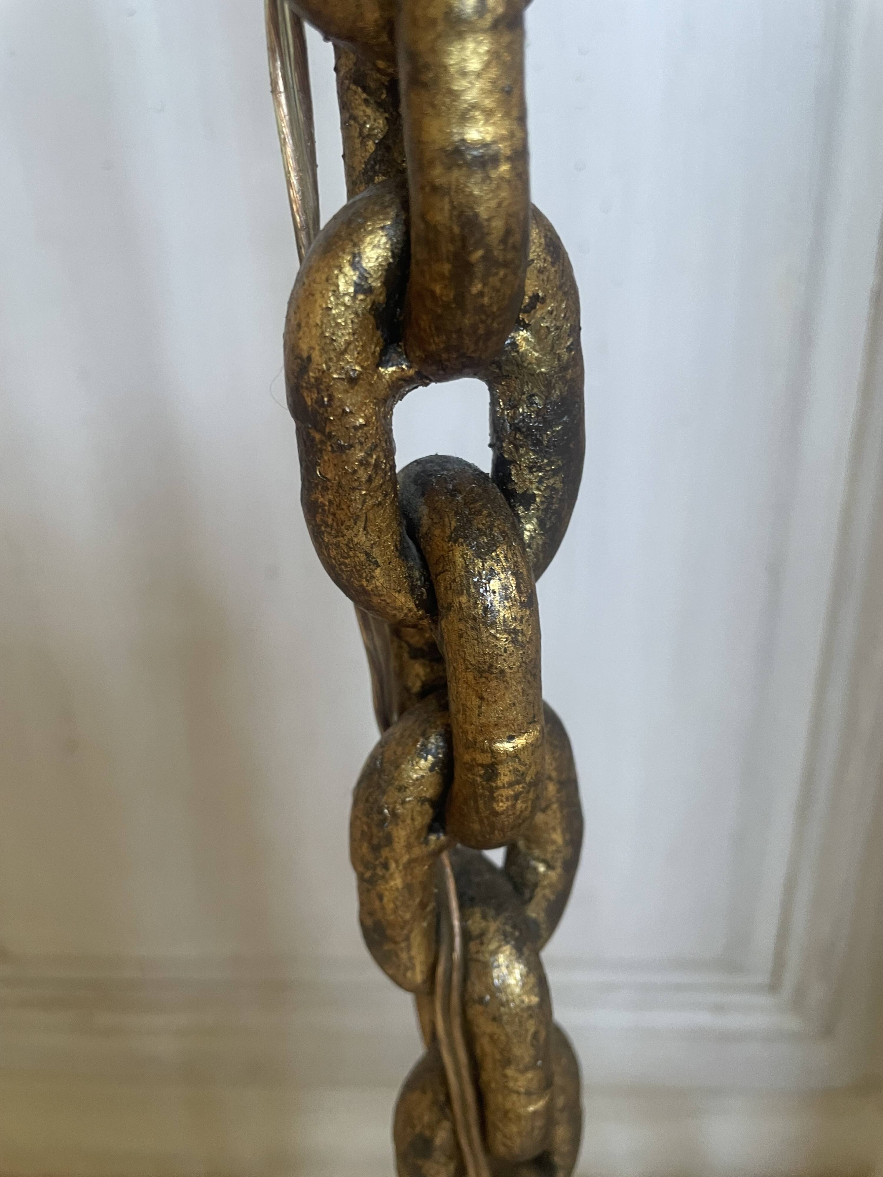 Brutalist floor lamp with chain links