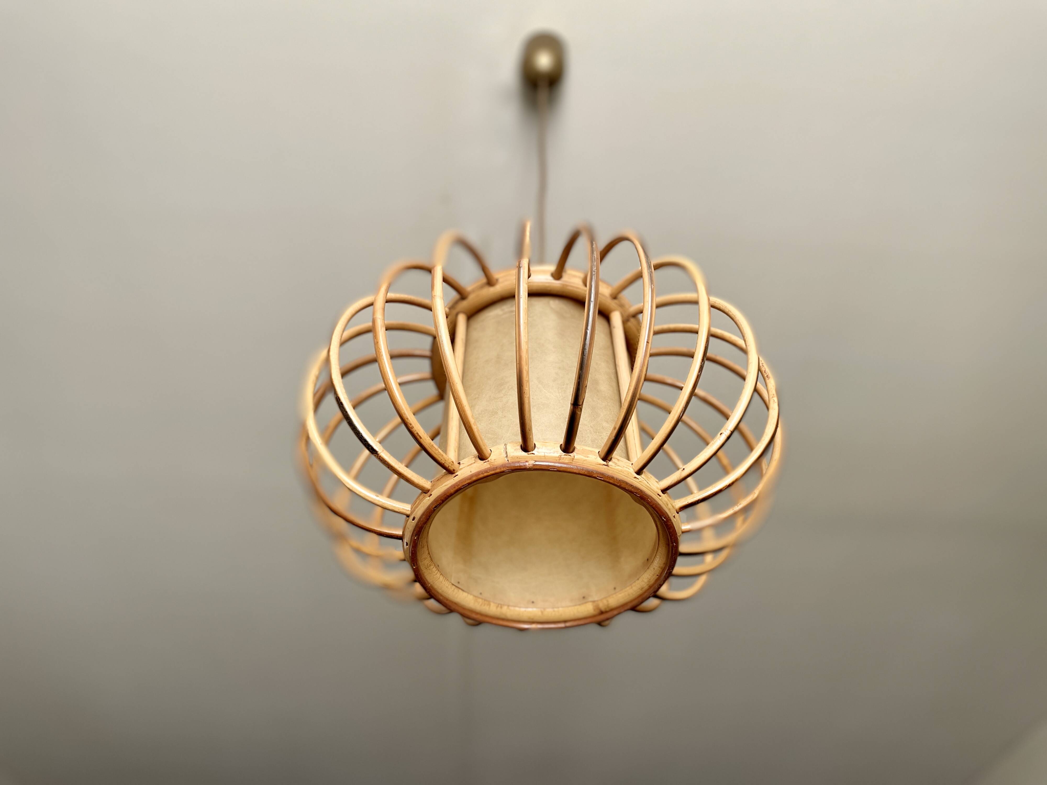 Curved wood pendant lamp 1960