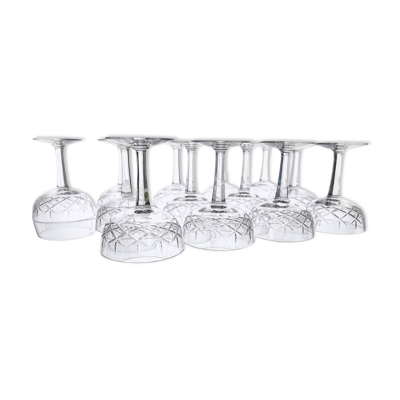 Coupes a champagne en cristal  ciselées année 50