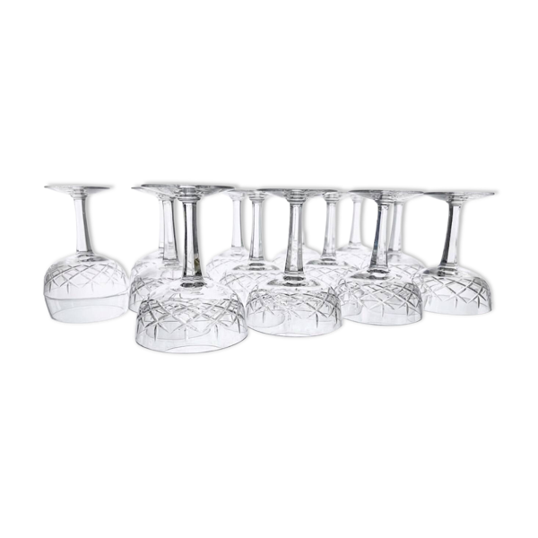 Coupes a champagne en cristal  ciselées année 50