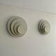 Pair of geometric vintage wall lamps, white lacquered metal, Germany 1970